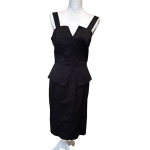 White House Black Market Structured Black Midi Dress‎ size 6